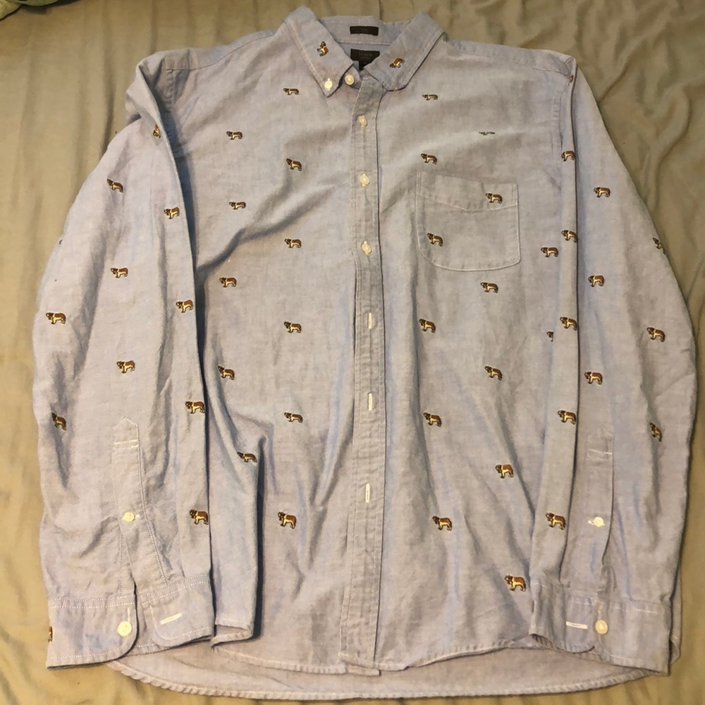 Long Sleeve Collared Button-Up with Dogs : J. Crew